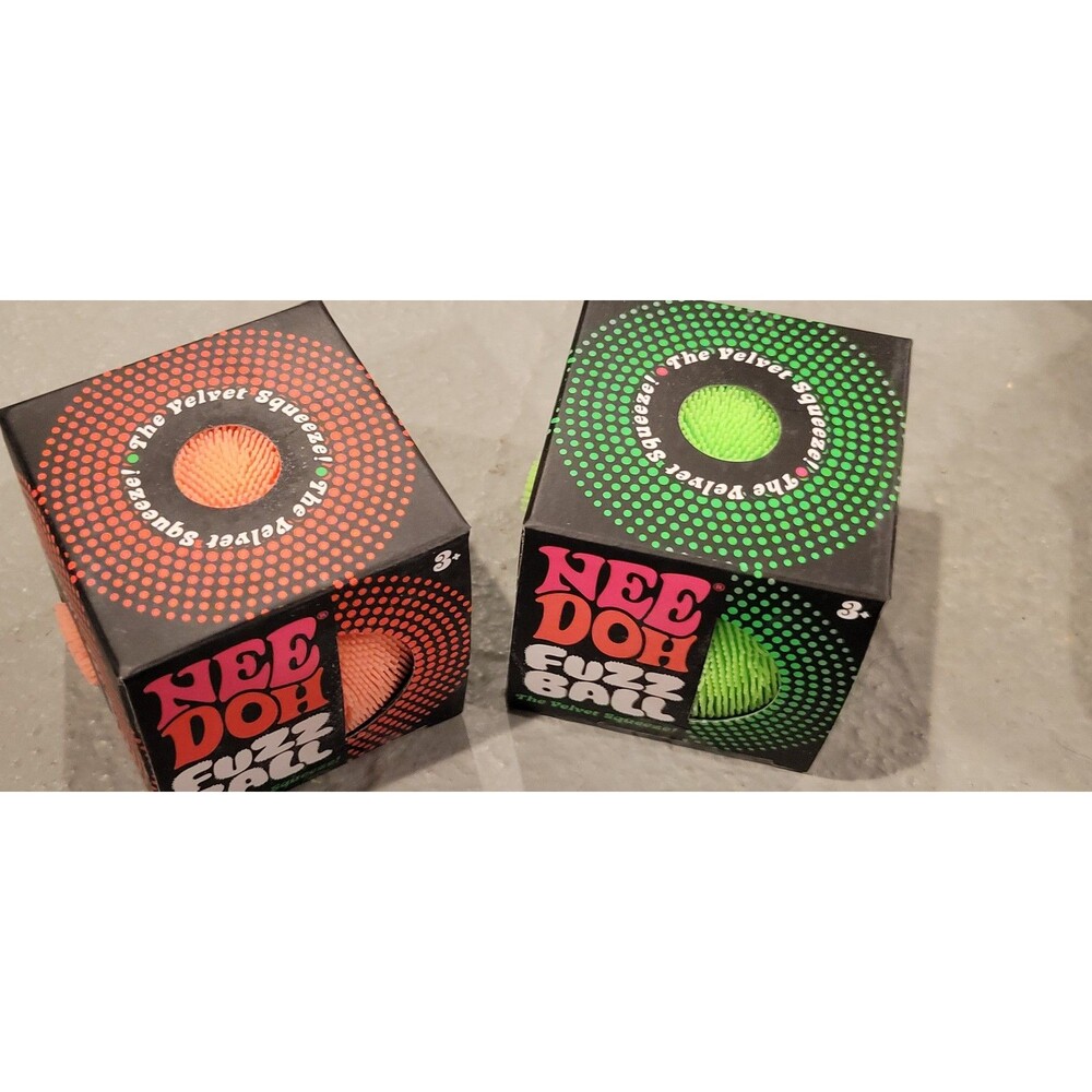 NeeDoh Fuzz Ball (2 Pack-green and orange)